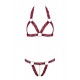 Soutien-gorge ouvert et string rouge à larges bandes sexy - R2213010