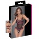 Body string en dentelle florale bicolore et résille - R2642859