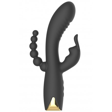 Vibromasseur triple stimulation très puissant noir USB - WS-NV062BLK