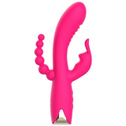 Vibromasseur triple stimulation très puissant rose USB - WS-NV062PNK