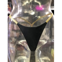 String cuir agneau ouvert avec élastique au fil d'or