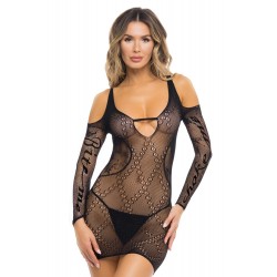 Robe résille noire Bite Me Choke Me - REN7100-BLK