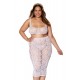 Ensemble 2 pièces grande taille, brassière résille fantaisie et jupe longue assorti - DG12921XWHT