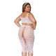 Ensemble 2 pièces grande taille, brassière résille fantaisie et jupe longue assorti - DG12921XWHT