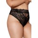 String grande taille dentelle taille haute noir - DG1477XBLK