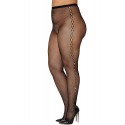 Collant résille grande taille avec dessin et strass sur les côtés - DG0436XBLK