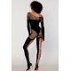 Bodystocking manches longues effet body et bas noir - DG0443BLK