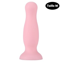 Plug anal ventouse rose pastel taille M - A-001-M-PNK