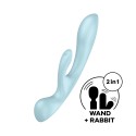 2 en 1 Rabbit point G avec stimulateur de clitoris et Wand Bleu USB Triple Oh Satisfyer - CC597813