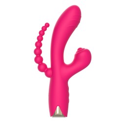 Vibromasseur triple stimulation USB rose Snappy Bunny - WS-NV062CPNK