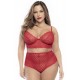 Ensemble lingerie, grande taille, deux pièces en dentelle rouge - MAL8815XRED