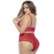 Ensemble lingerie, grande taille, deux pièces en dentelle rouge - MAL8815XRED