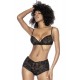 Soutien-gorge et shorty laçage dentelle florale noire - MAL8803BLK