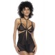 Deux-en-Un, Body et nuisette dentelle noire - MAL7499BLK