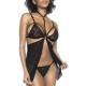 Deux-en-Un, Body et nuisette dentelle noire - MAL7499BLK