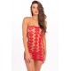 Robe motif cœur en résille rouge - REN7075-RED
