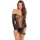 Mini robe en maille noire manches longues - REN7087-BLK