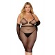 Ensemble 2 pièces grande taille, soutien gorge et jupe longue transparente noir - DG12770XBLK