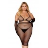 Ensemble 2 pièces grande taille, soutien gorge et jupe longue transparente noir - DG12770XBLK