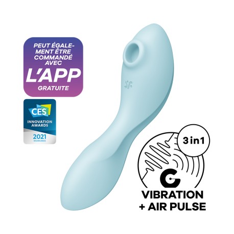 Vibromasseur connecté 3 en 1 Bleu USB Curvy Trinity 5 - CC597823