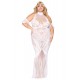 Robe bodystocking, grande taille, en résille t dentelle blanche - DG0490XWHT