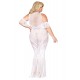 Robe bodystocking, grande taille, en résille t dentelle blanche - DG0490XWHT