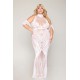 Robe bodystocking, grande taille, en résille t dentelle blanche - DG0490XWHT