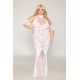 Robe bodystocking, grande taille, en résille t dentelle blanche - DG0490XWHT