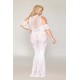 Robe bodystocking, grande taille, en résille t dentelle blanche - DG0490XWHT