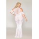 Robe bodystocking, grande taille, en résille t dentelle blanche - DG0490XWHT