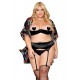 Soutien-gorge Demi-Seins, grande taille, en satin noir - DG13254XBLK