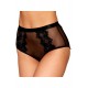 Culotte en résille et dentelle noire avec jarretelles roses - DG1485BLK