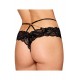 Culotte en dentelle noire avec lanières et chaines dorées - DG1489BLK