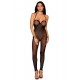 Bodystocking en résille noire, sans couture, avec large décolleté à armature - DG0471BLK