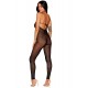 Bodystocking en résille noire, sans couture, avec large décolleté à armature - DG0471BLK