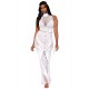 Robe bodystocking en résille et dentelle blanche - DG0490WHT