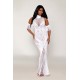 Robe bodystocking en résille et dentelle blanche - DG0490WHT