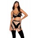 Ensemble Soutien-gorge, jupe porte-jarretelles, string - DG13377BLK