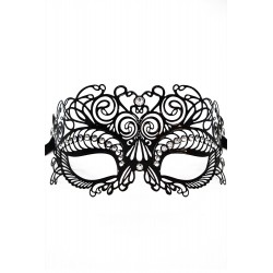 Masque vénitien Giulia rigide noir avec strass - HMJ-035BK