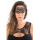 Masque vénitien Giulia rigide noir avec strass - HMJ-035BK
