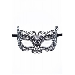 Masque vénitien Alba rigide noir avec strass - HMJ-039BK