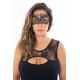 Masque vénitien Alba rigide noir avec strass - HMJ-039BK