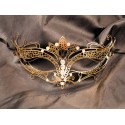 Masque vénitien Asia rigide doré avec strass - HMJ-028B