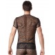 T-shirt noir sexy filet irrégulier fétichiste