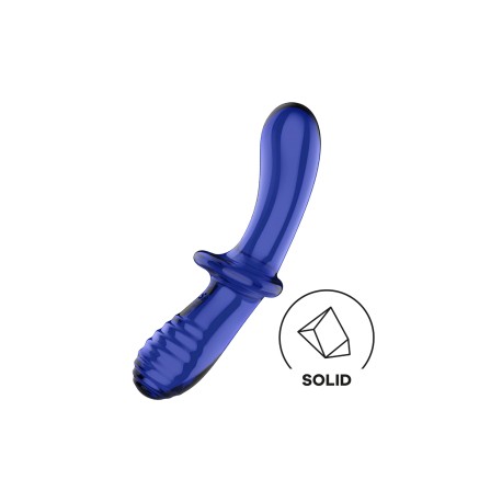 Gode en verre borosilicaté massif bleu Double Crystal Satisfyer - CC597828