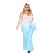 Babydoll et string grande taille en résille et dentelle blanche - DG13314WHT