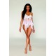 Babydoll et string en résille et dentelle blanche - DG13314WHT