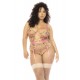 Body guépière grande taille avec dentelle brodée florale Sydney, porte jarretelles réglables et détachables - MAL8821XPKGD