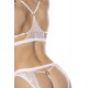 Ensemble 2 pièces blanc Goldie, soutien gorge avec armatures, bretelles réglales et culotte string ouverte - MAL8840WHT