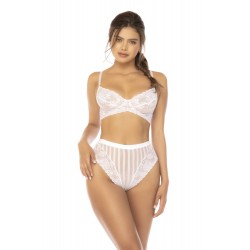 Ensemble 2 pièces blanc Emberly, soutien gorge et culotte taille haute - MAL8842WHT